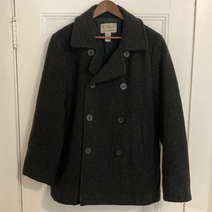 LL Bean Double Breasted Wool Pea Coat - Black - Size: S/Reg